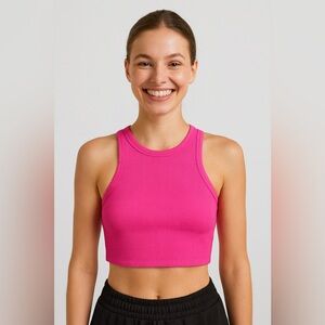 💓ZARA Pink Ultra Cropped Ribbed Tank